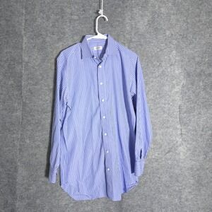 Ascot Chang Dress Shirt Mens 16.5 Blue Stripe Thomas Mason Cotton Long Sleeve L